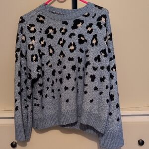 Nine West Blue Leopard Print Sweater
